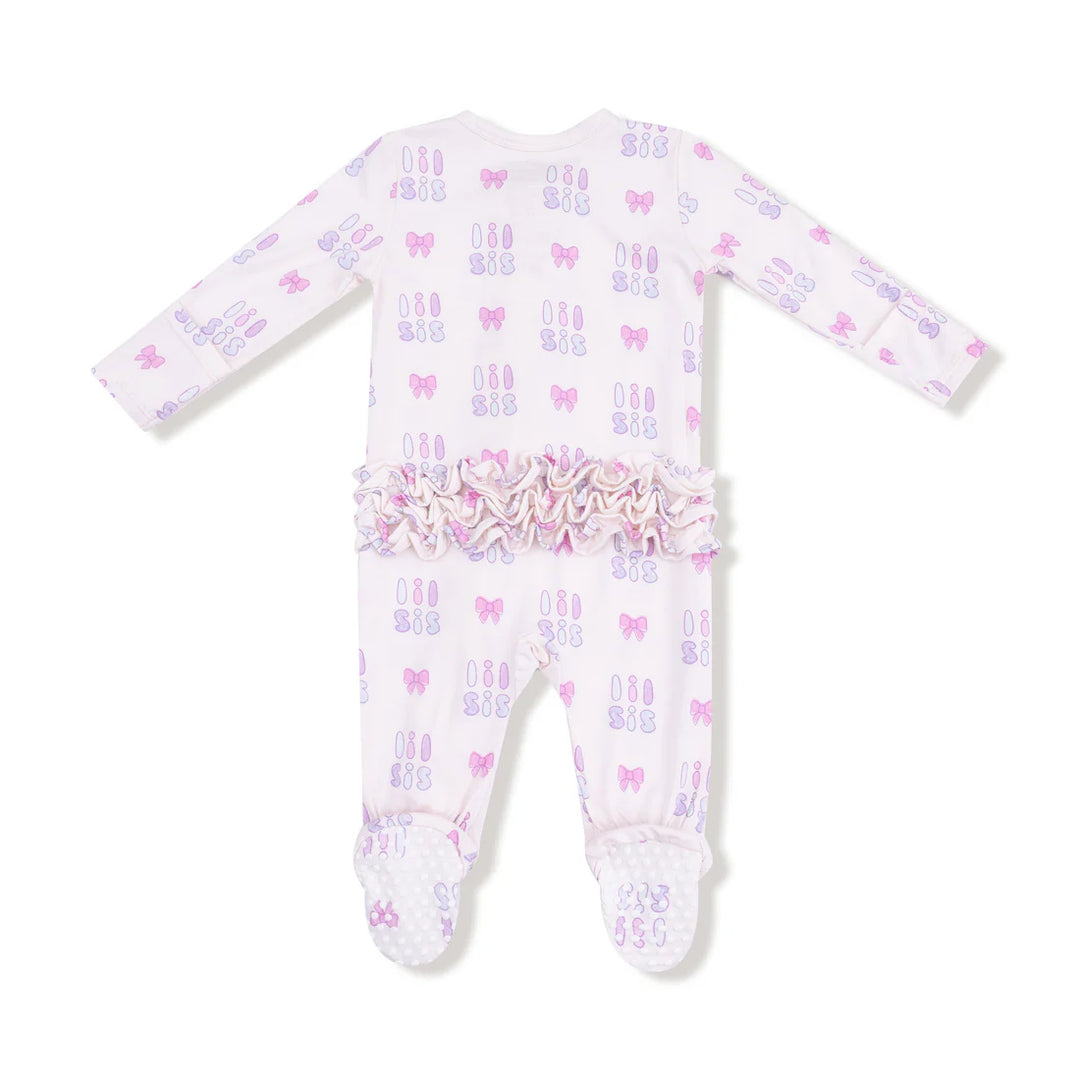 LIL SIS 2 WAY ZIPPER RUFFLE BACK FOOTIE