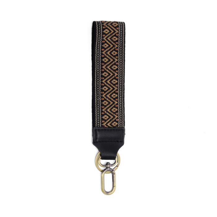BLACK + TAN CHEVRON WRISTLET KEYCHAIN
