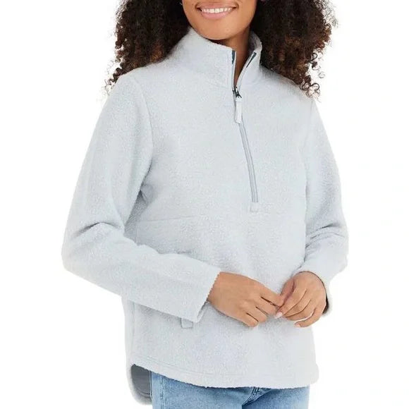 LIGHT GREY BAMBOO SHERPA FLEECE HALF ZIP