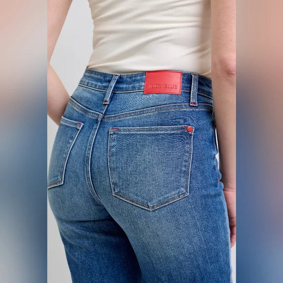 CLARA RED PLAID CUFF JEANS