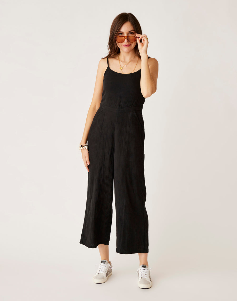 KNOX BLACK GAUZE JUMPSUIT