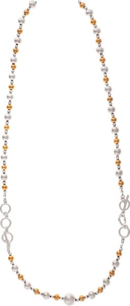 Two Tone Burnish Metal Bead Necklace
