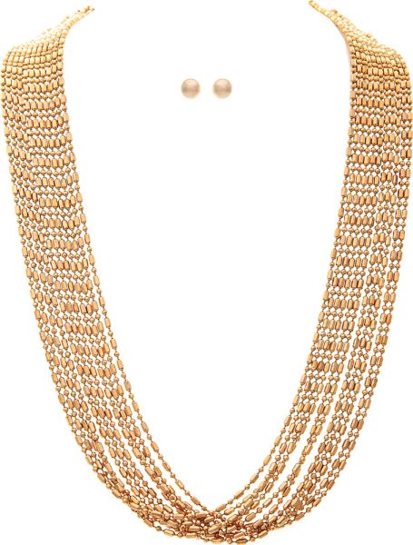 Gold Dot Dash Dot Multi Chain Necklace Set
