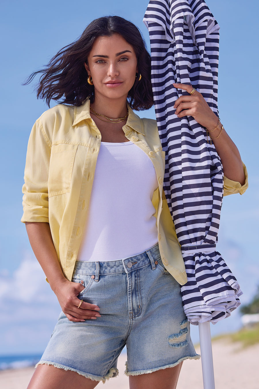 LEMONGRASS TENCEL TWILL BUTTON FRONT SHIRT JACKET