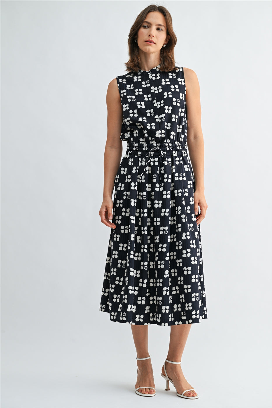 DREAM DOTS  BUTTON FRONT SLEEVELESS DRESS
