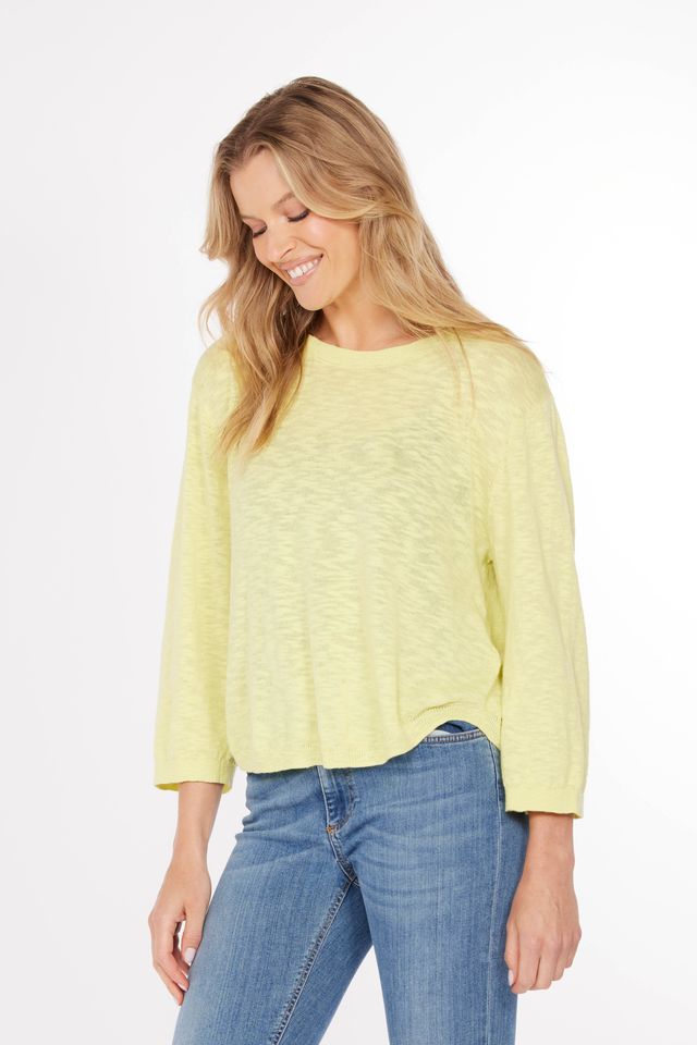 LUSH PEAR 3/4 SLEEVE SWING SWEATER