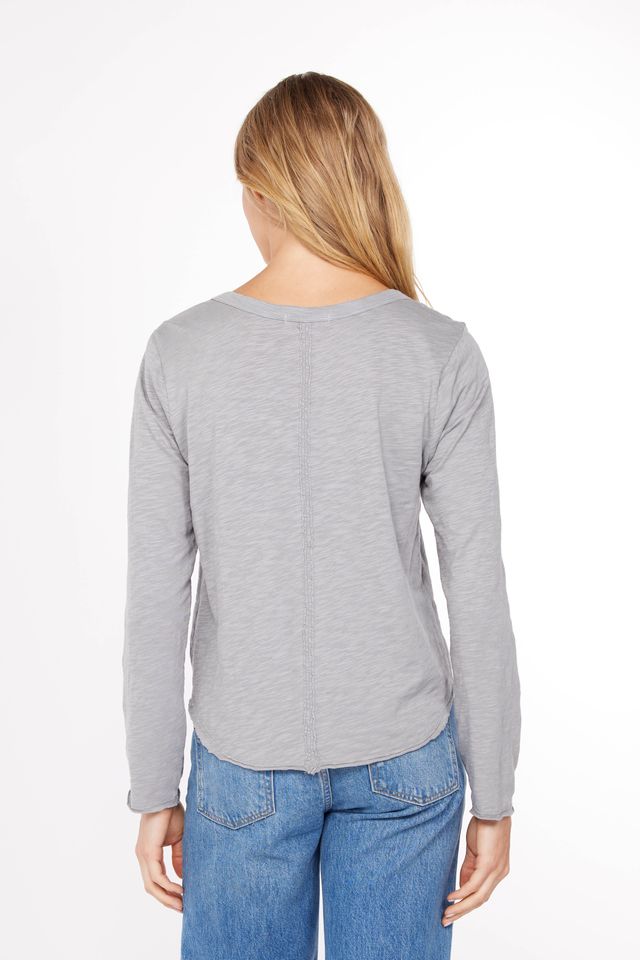 HEATHER SMOKE LONG SLEEVE FLOWY TEE