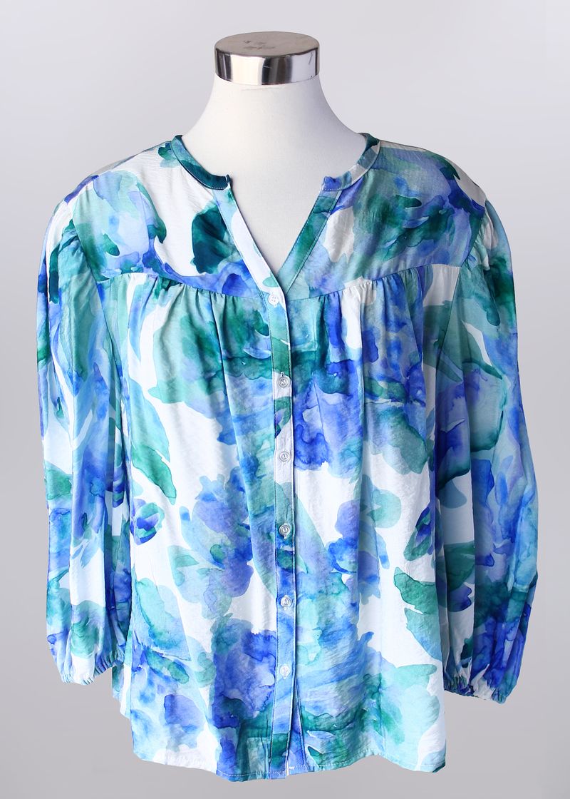 PLUS EVELYN FLORAL BLOUSE

