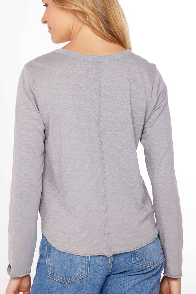 HEATHER SMOKE LONG SLEEVE FLOWY TEE