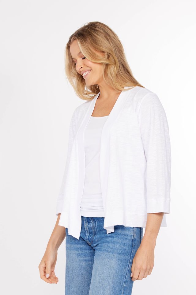 WHITE EASY 3/4 SLEEVE CARDIGAN