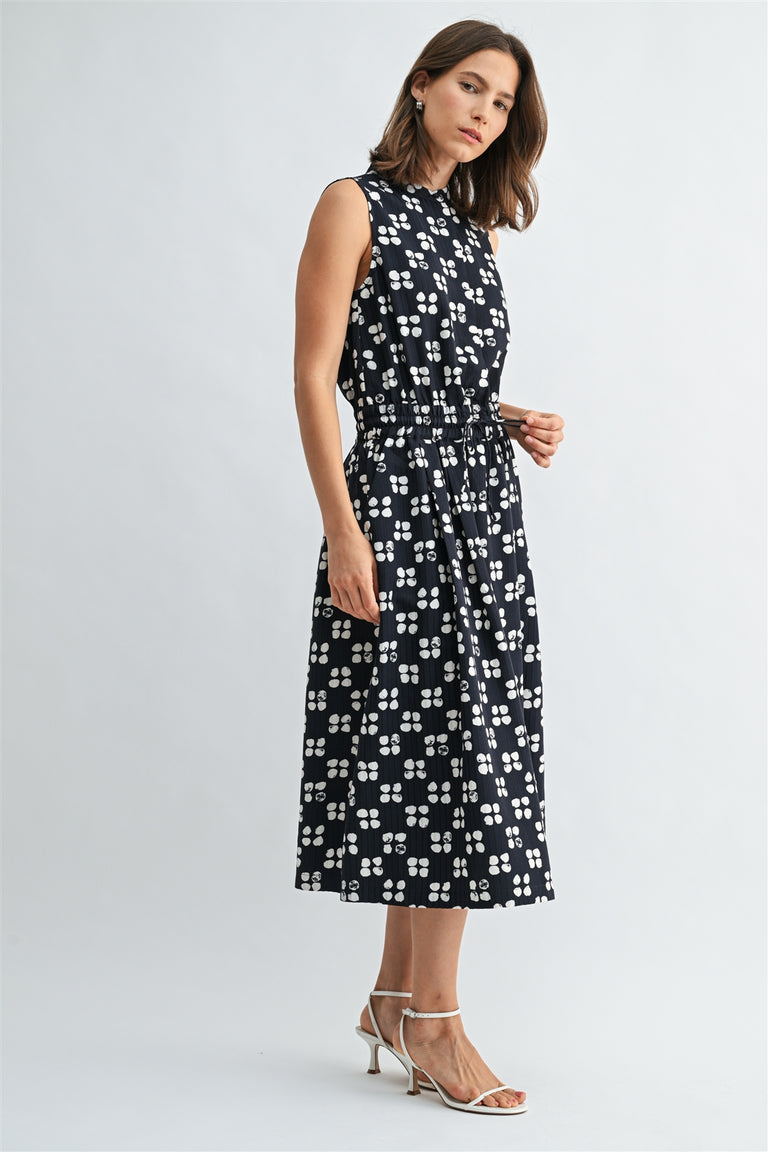 DREAM DOTS  BUTTON FRONT SLEEVELESS DRESS