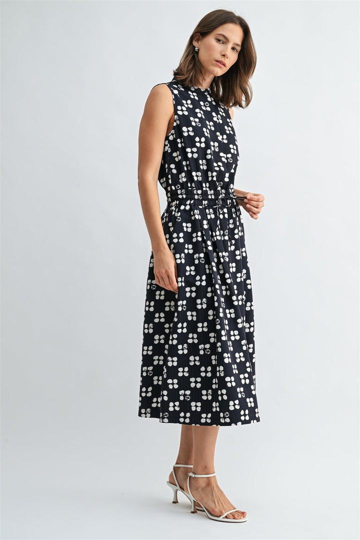 DREAM DOTS  BUTTON FRONT SLEEVELESS DRESS