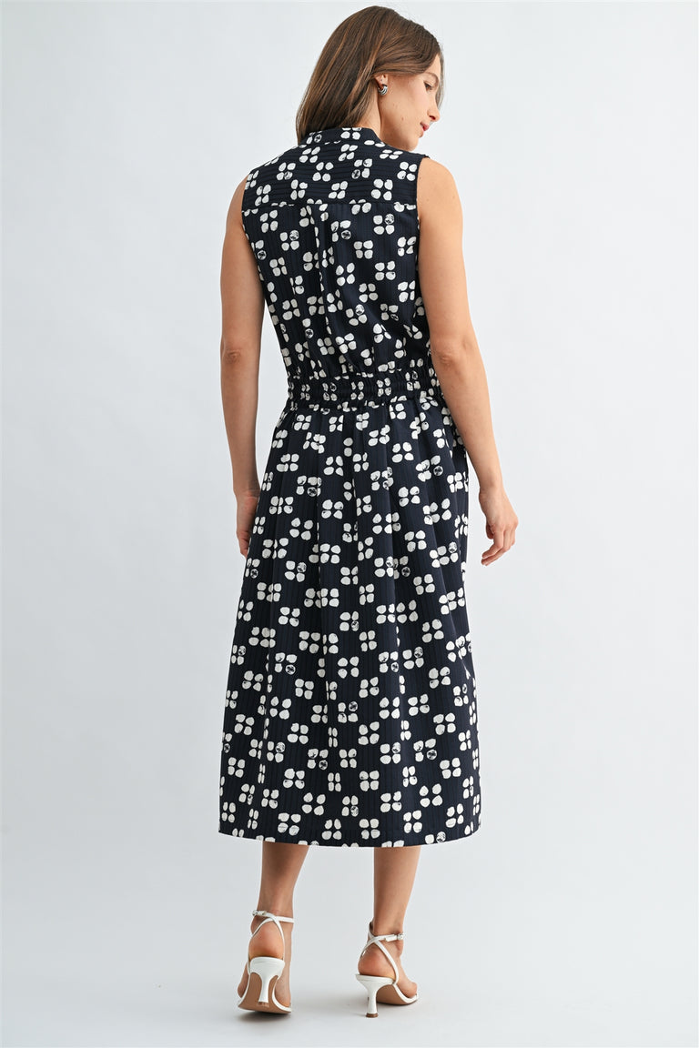 DREAM DOTS  BUTTON FRONT SLEEVELESS DRESS