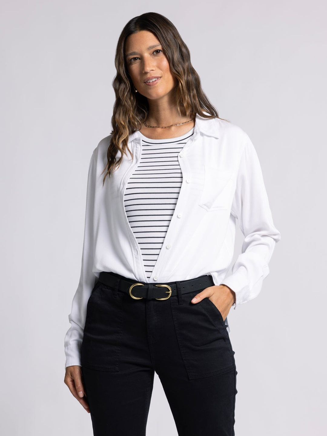 PENNY WHITE BUTTON DOWN TOP