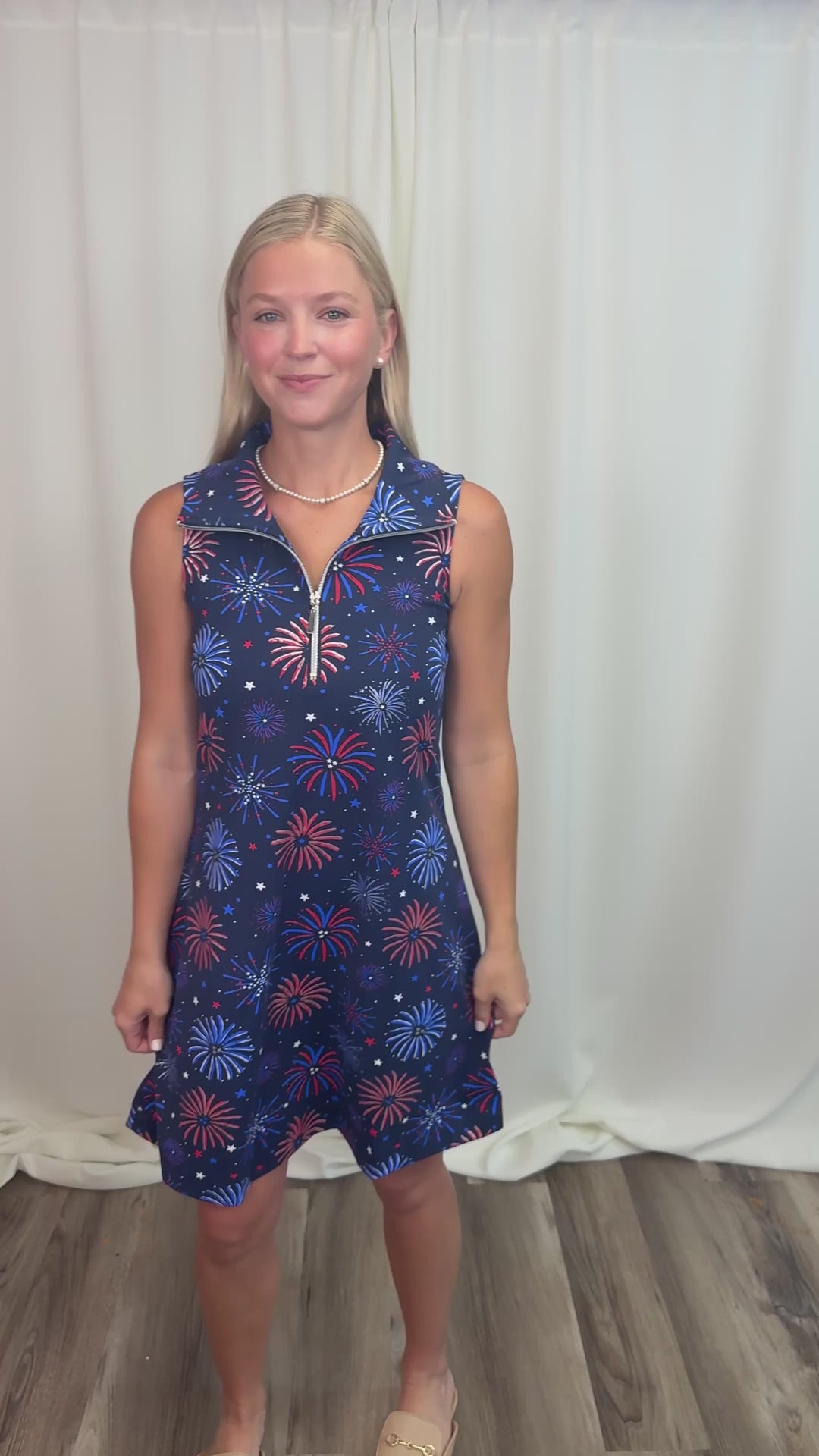 JAMIE FIREWORKS SLEEVELESS ZIP DRESS