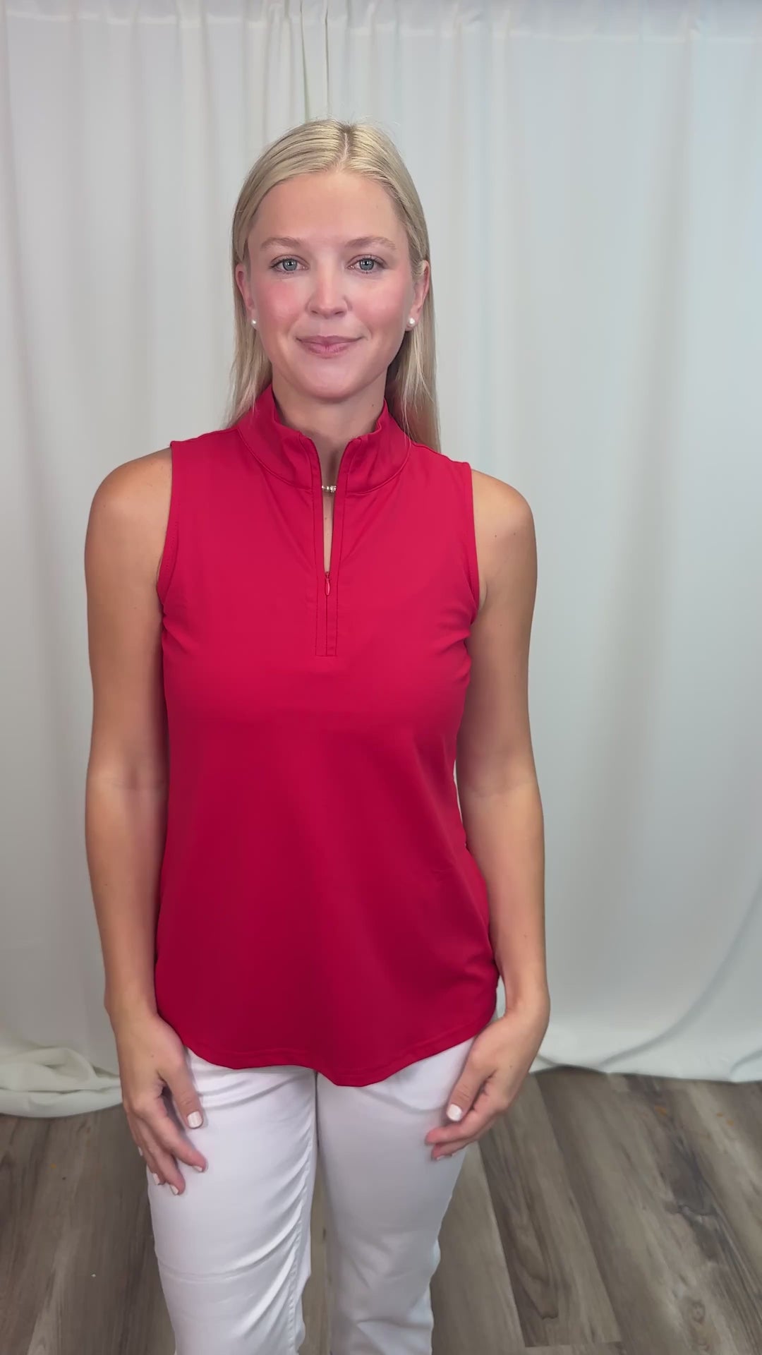 NELLIE CRIMSON SLEEVELESS ZIP TOP