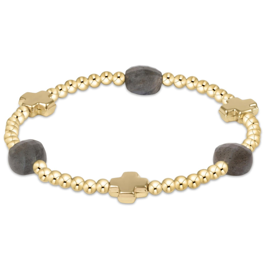 DARK GREY PEARL ADMIRE SIGNATURE CROSS 3MM BEAD BRACELET
