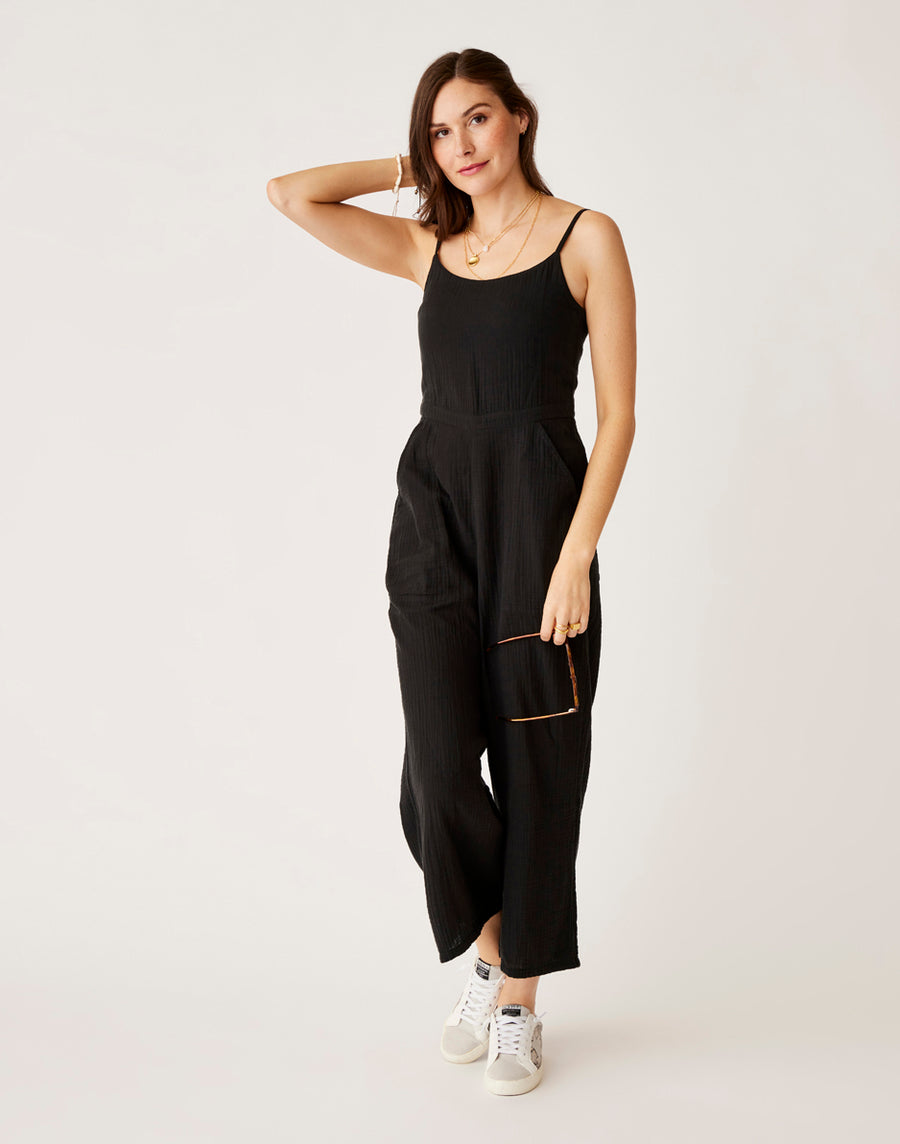 KNOX BLACK GAUZE JUMPSUIT