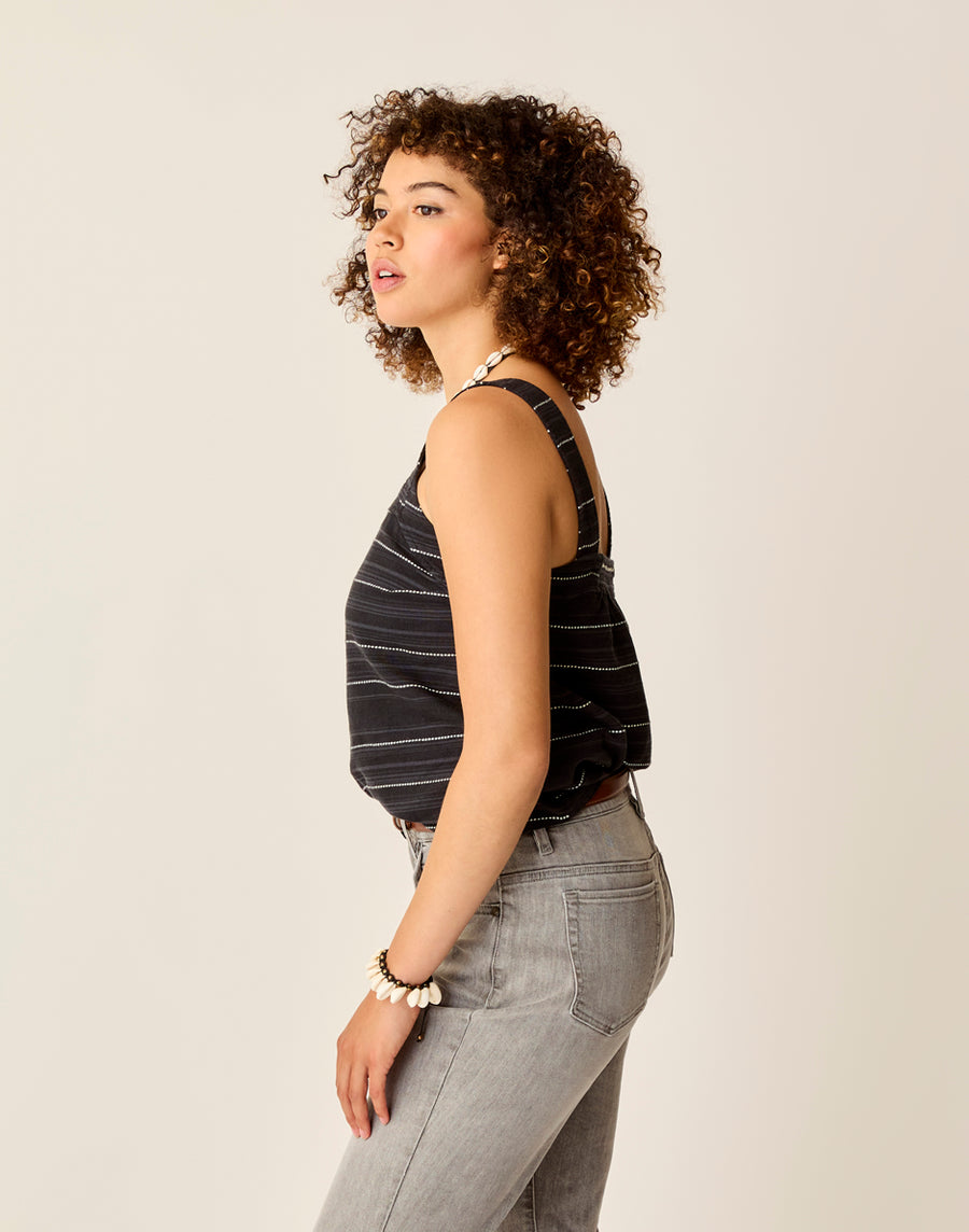 LIV BLACK TEXTURE STITCHED TOPA
