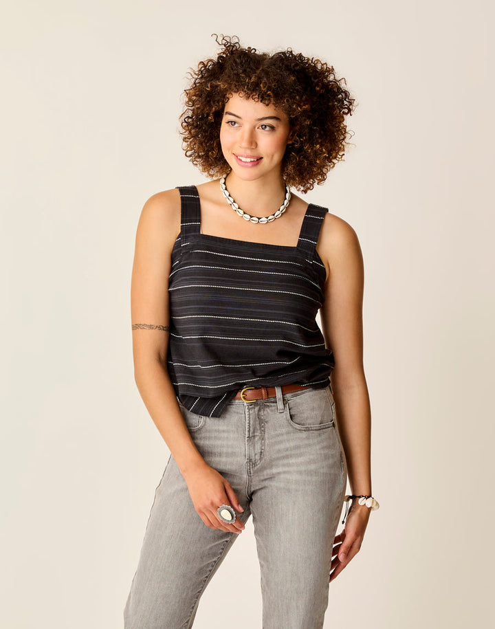 LIV BLACK TEXTURE STITCHED TOPA