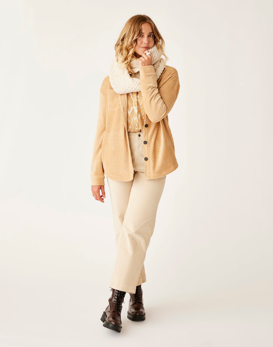 HUDSON CAMEL STRETCH CORD SHACKET
