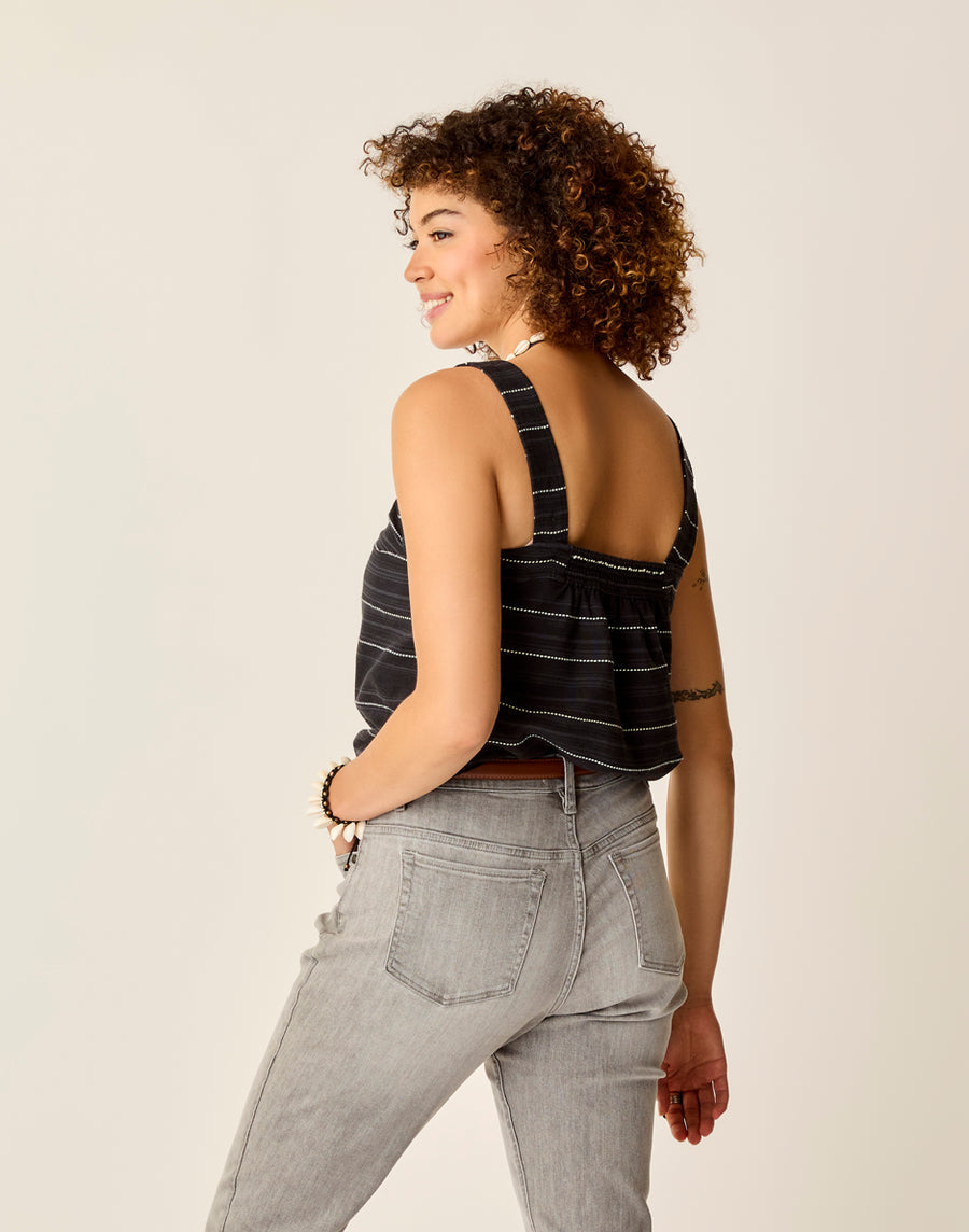 LIV BLACK TEXTURE STITCHED TOPA