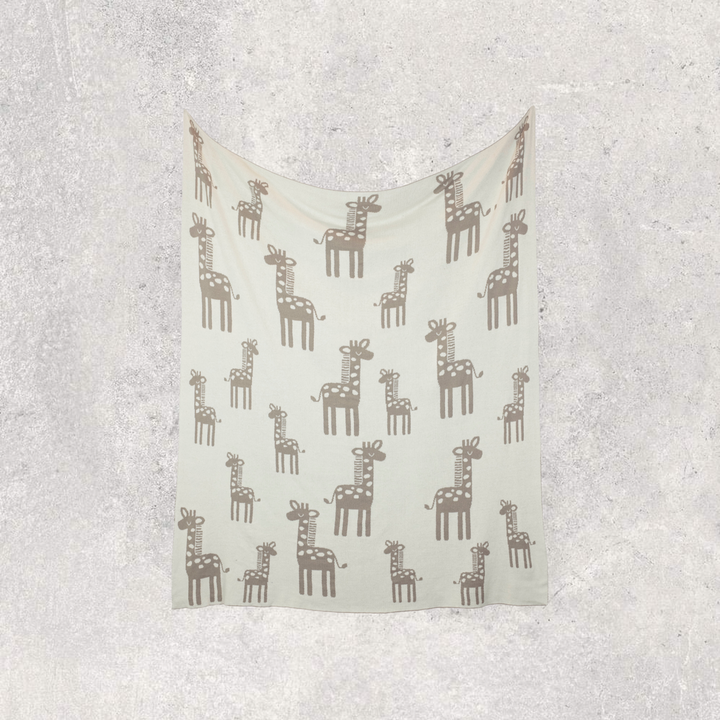 GIRAFFE STONE/NATURAL BABY BLANKET GIFT SET