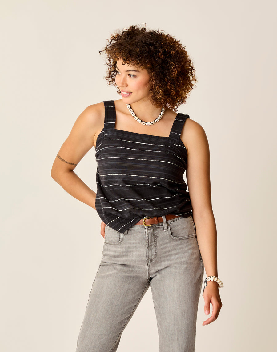 LIV BLACK TEXTURE STITCHED TOPA
