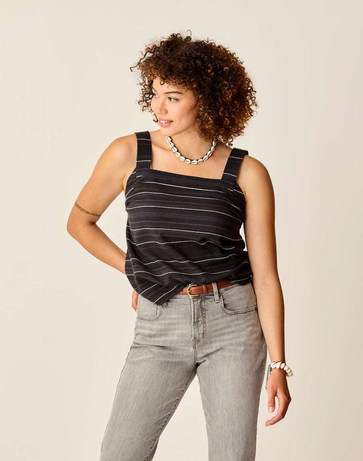LIV BLACK TEXTURE STITCHED TOPA