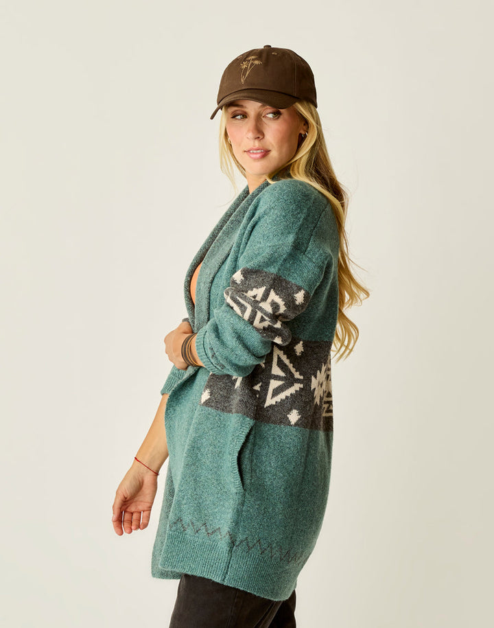 PRIYA BISTRO JACQUARD PATTERN TOPPER CARDIGAN