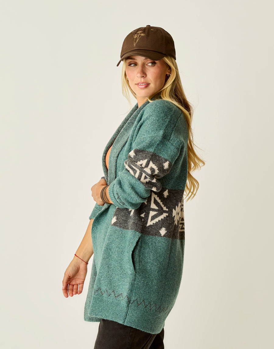PRIYA BISTRO JACQUARD PATTERN TOPPER CARDIGAN
