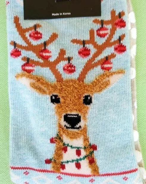 FUZZY REINDEER NON SKID SOCKS
