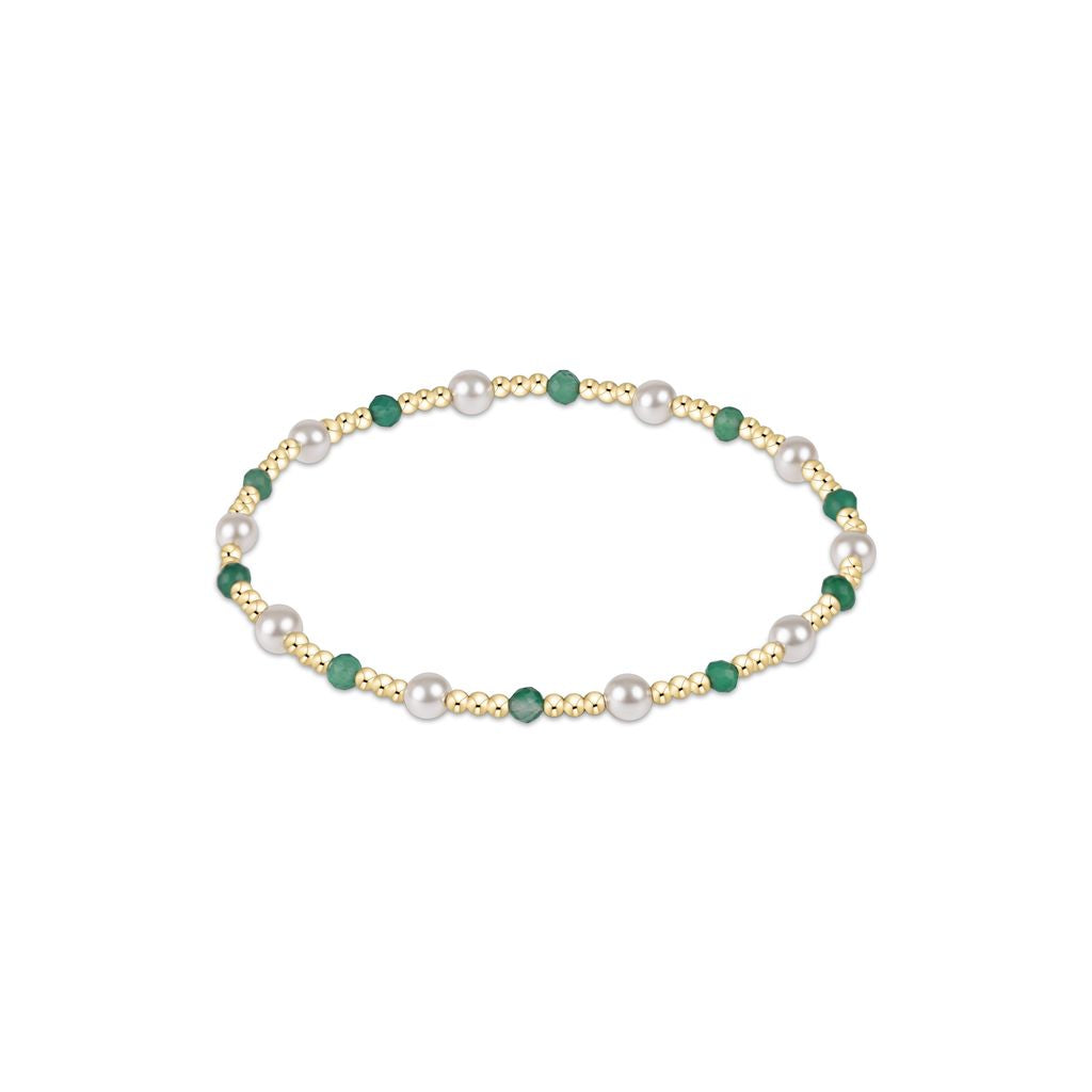 GREEN ONYX PEARL SINCERITY PATTERN 4MM BEAD BRACELET