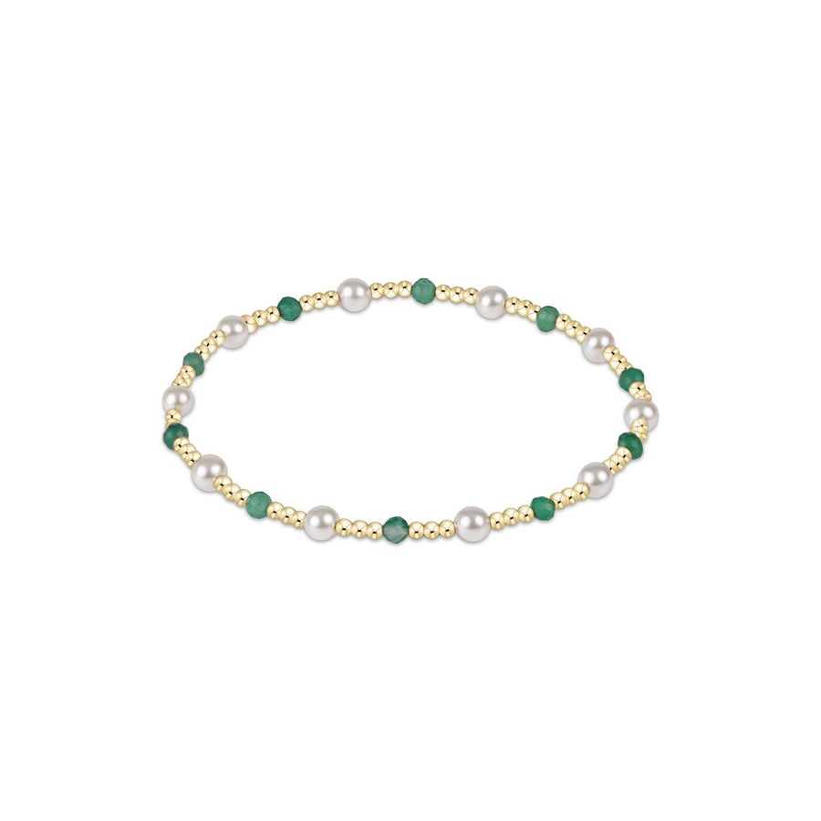GREEN ONYX PEARL SINCERITY PATTERN 4MM BEAD BRACELET
