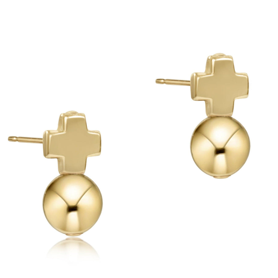 SIGNATURE CROSS GOLD STUD EARRINGS
