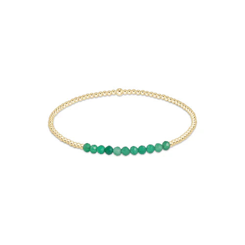 GREEN ONYX GOLD BLISS 2MM BEAD BRACELET