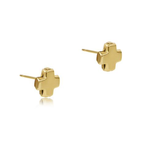 SIGNATURE CROSS GOLD STUD EARRINGS