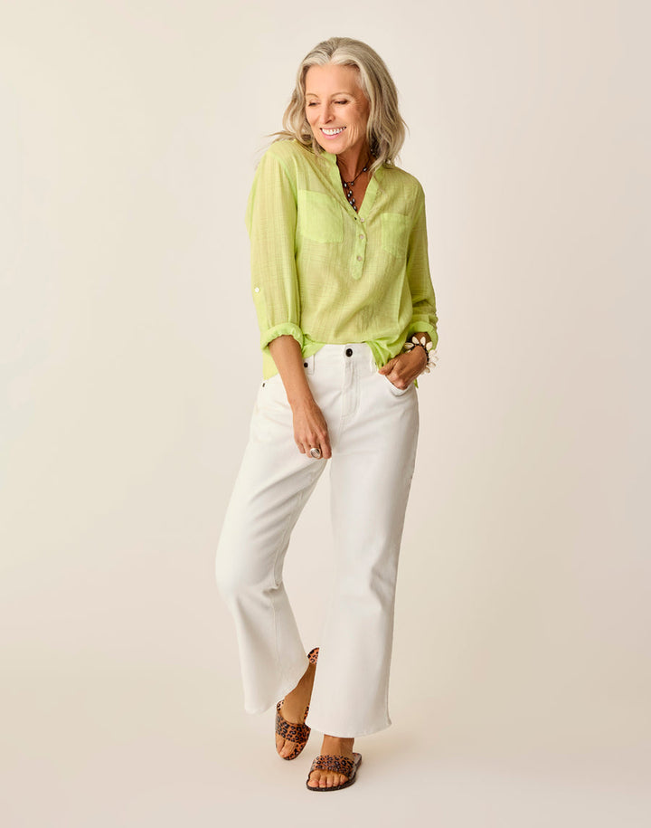 WHITE SYLVIA CROP FLARE JEANS