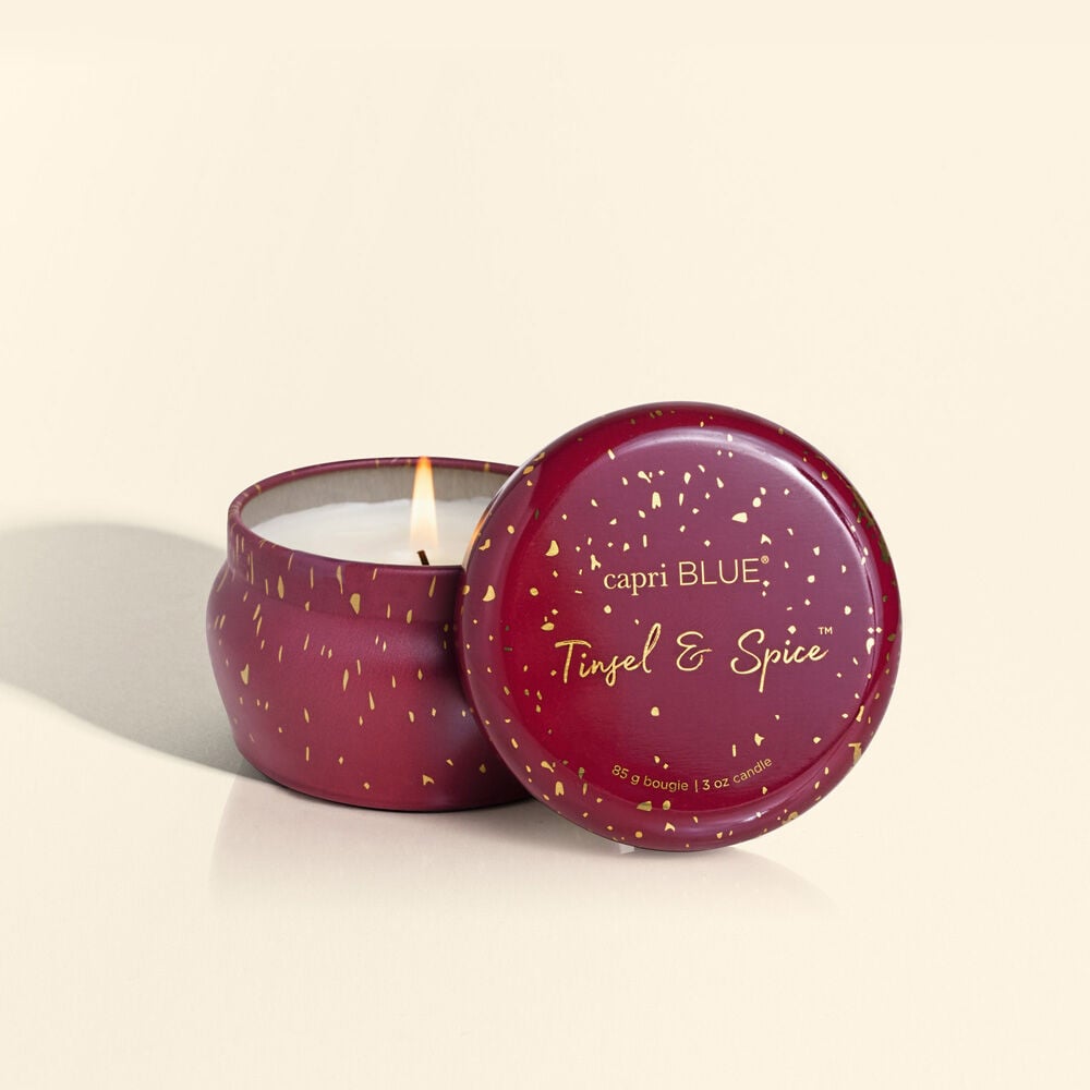 GLIMMER TINSEL & SPICE MINI TIN CANDLE
