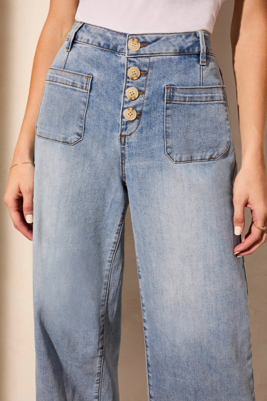 SANDEDBLUE AUDREY WIDE LEG CROP JEANS