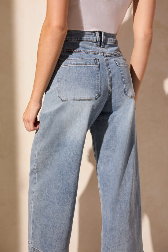 SANDEDBLUE AUDREY WIDE LEG CROP JEANS
