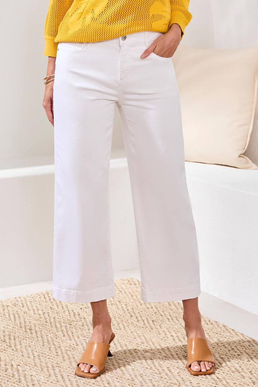 WHITE AUDREY HUGGING CROP WIDE LEG  BOUNDLESS DENIM JEANS
