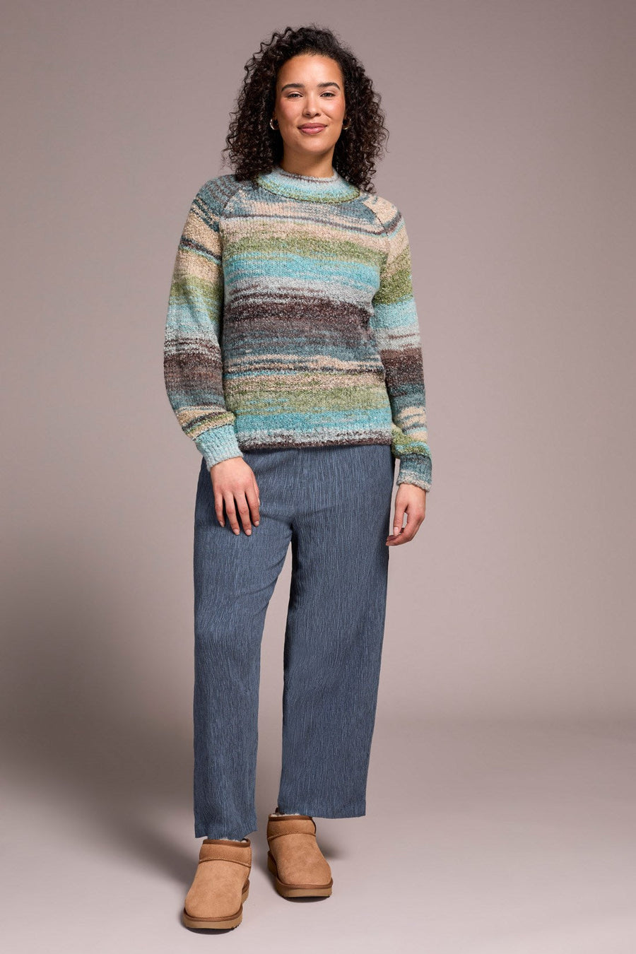 AQUAHAZE BOUCLE MOCK NECK SWEATER
