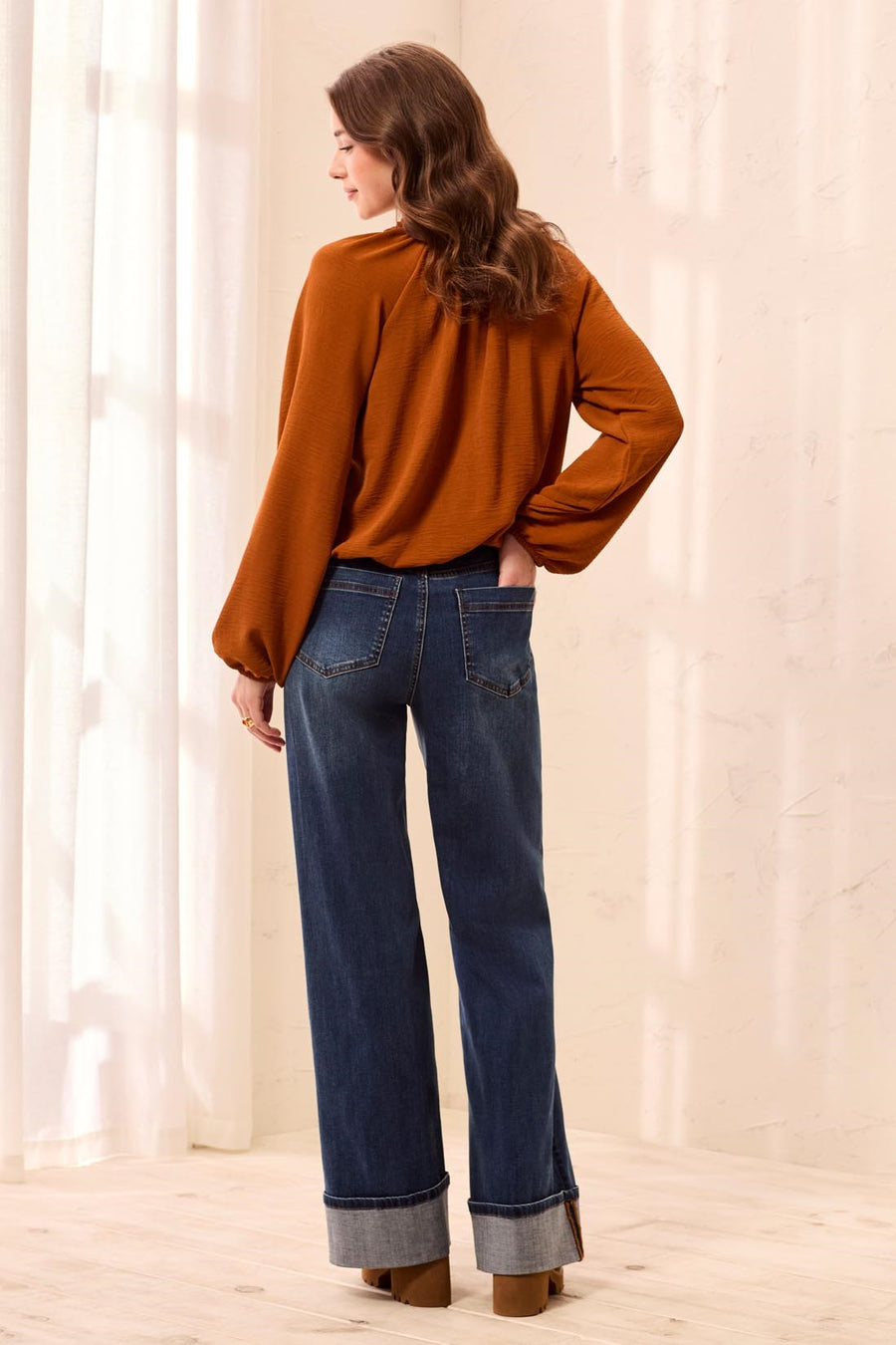 BROOKE PALAZZO DUSK DENIM CUFF JEANS