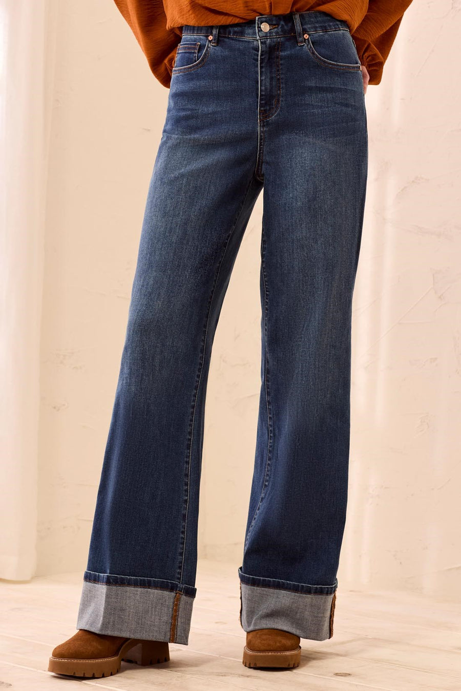 BROOKE PALAZZO DUSK DENIM CUFF JEANS