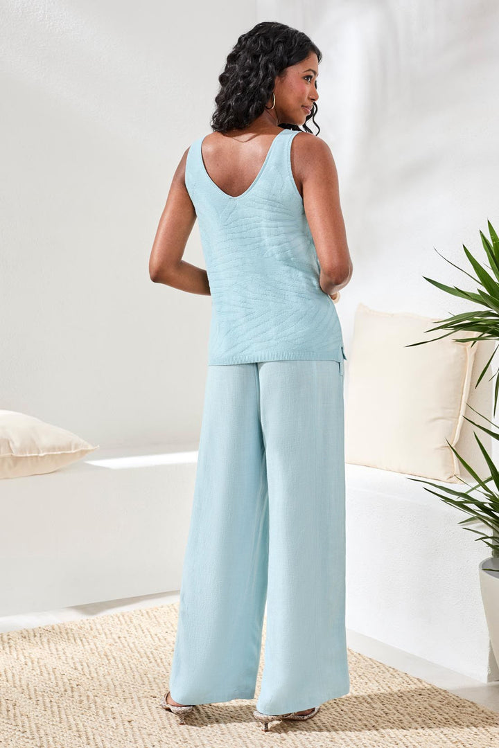 AQUASKY COMBED COTTON KNIT SLEEVELESS V-NECK