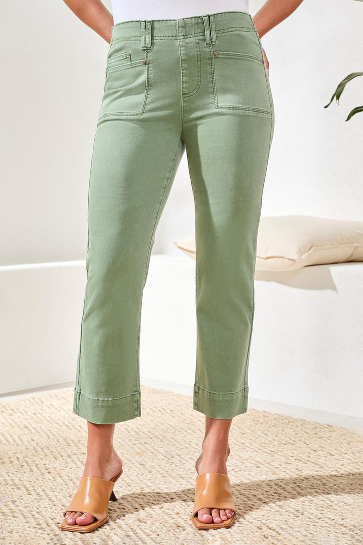 MOSS COMFORT STRETCH DENIM KICK FLARE CAPRI PANTS