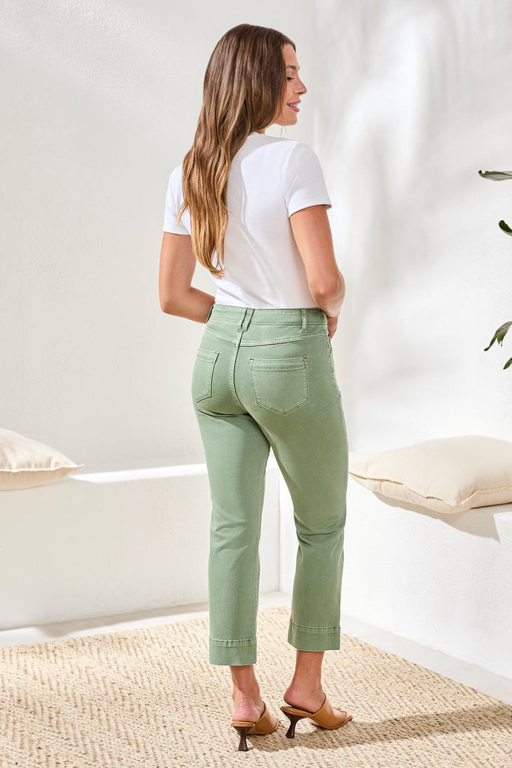 MOSS COMFORT STRETCH DENIM KICK FLARE CAPRI PANTS