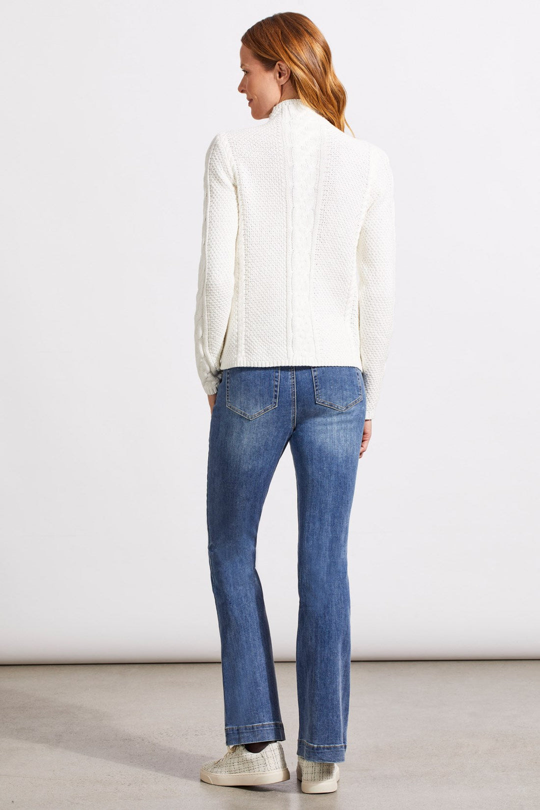 EGGSHELL CABLE FUNNEL NECK SWEATER