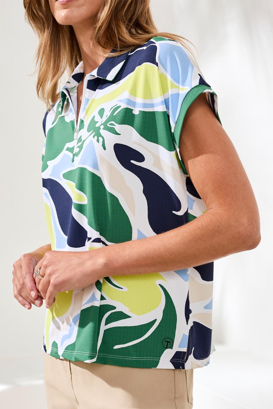 FLORALLIME PRINT ZIP UPF 50+ POLO